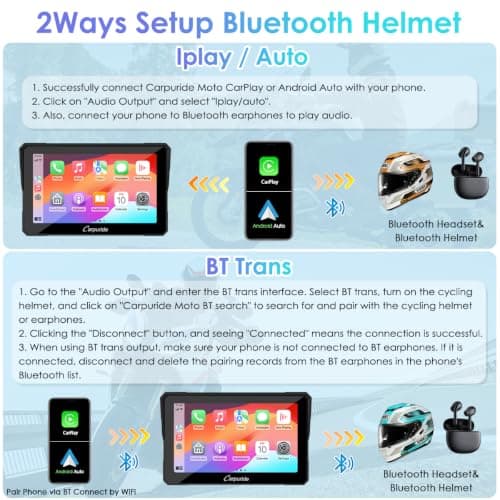Carpuride W702B Motorcycle Carplay Screen with Mount for BMW Motorbike — view 4