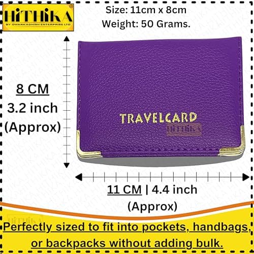 HITHIKA - New Leather Oyster Travel Card Bus Pass Holder Wallet Rail Card Cover CASE (Purple) — view 2