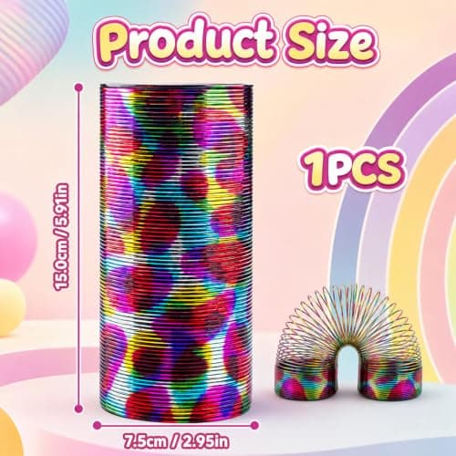 Spiral Spring Play, Mini Spiral Spring for Party Bags, Engaging Sensory Tool for Classroom Rewards and Entertainment, Portable Rainbow Coil for Travel, Gold Foil Accent Design — view 2