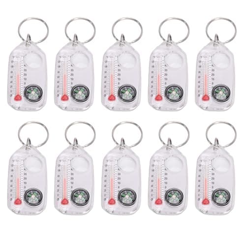 Aramox Compass Thermometer Keyring Set, 10 Pack White ABS — view 6