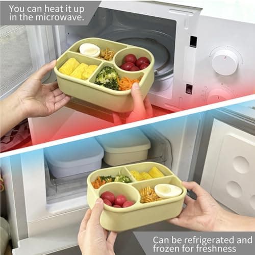 Silicone Lunch Containers - 750ml 4-Compartment Leakproof Divider — view 6