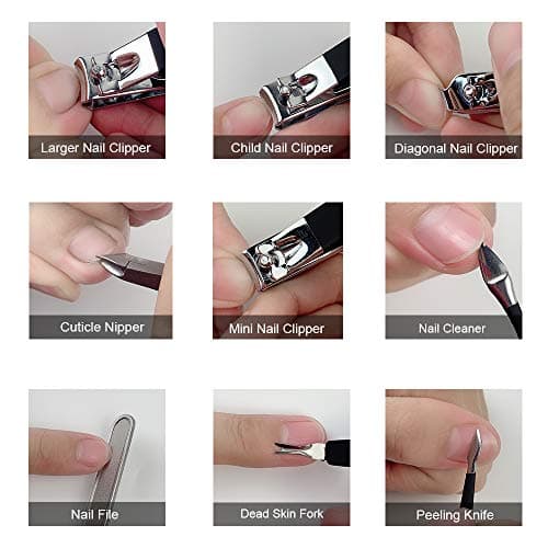 Manicure Set 18pcs Nail Clipper Kit Professional Grooming Kit, Black — view 6