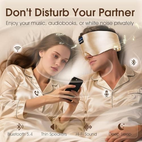 MUSICOZY 100% Mulberry Silk Cooling Sleep Mask Headphones, 100% Blackout — view 5