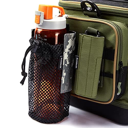 Bassdash Tactical Molle Water Bottle Pouch with Carabiner Foldable Mesh Holder Bag for Travel Fishing Hunting Hiking Outdoor Activities — view 3