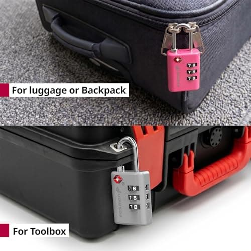 Fosmon TSA Accepted Luggage Locks, (4 Pack) Open Alert Indicator 3 Digit Combination Padlock Codes with Alloy Body for Travel Bag, Suit Case, Lockers, Gym, Bike Locks - Black, Blue, Pink, and Silver… — view 6