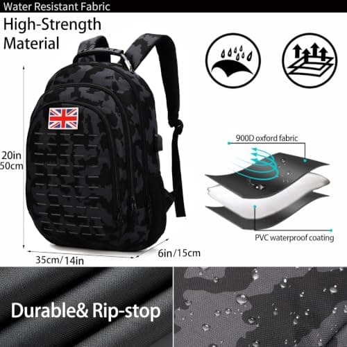 Houart 40L Tactical Military Rucksack Waterproof Backpack with USB Port — view 2