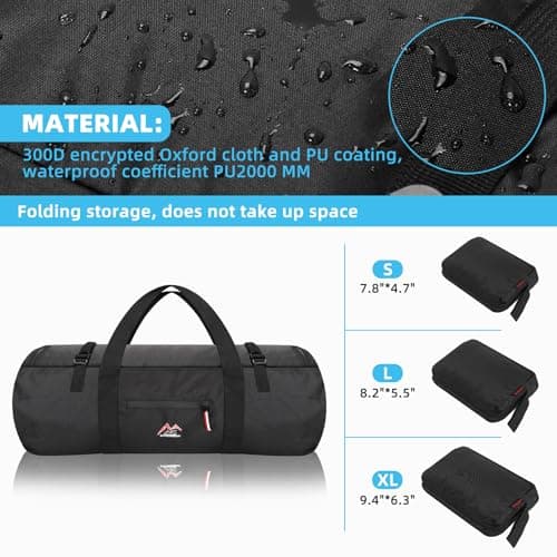 Amengsen Travel Duffel Bag 37L/63L/125L Oversized Duffel Bag, Upgrade Zipper, Durable and Waterproof, Suitable for Camping,Travel,Tent,Car Trunk Storage Bag (Black, XL) — view 5