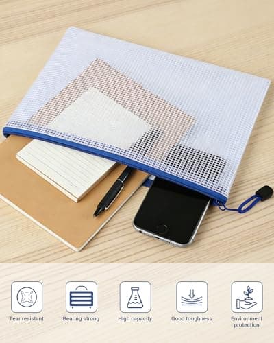 12 Pack A5 Plastic Wallets, A5 Zip Wallets for Documents, Files & Storage — view 3
