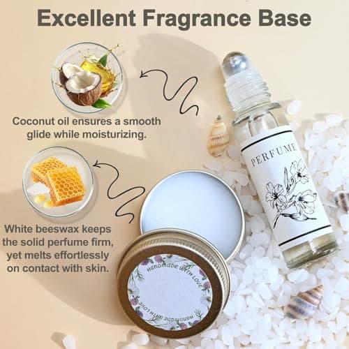 Gdblsm Perfume Making Kit- DIY Solid Perfume for Women, 2-in-1 Roller Perfume & Perfume Balm, Mini Perfume Set with Roll On Fragrances Bottle, Essential Oils, Travel Size Perfume Gift for Women, Men — view 3