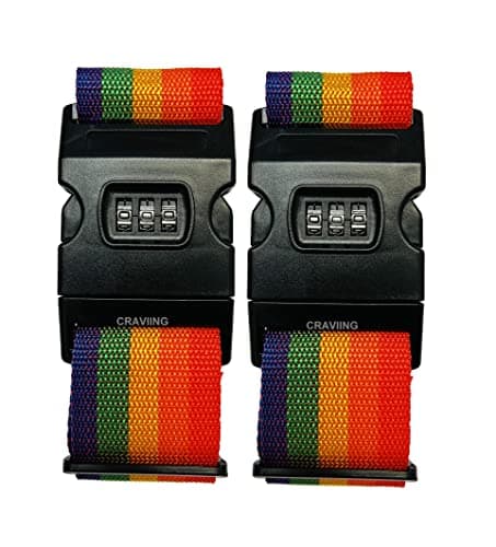 Luggage Belt, Pack of 2, Luggage Straps, Heavy Duty, Adjustable Suitcase Belts, Lock with Password, Suitcase Tags