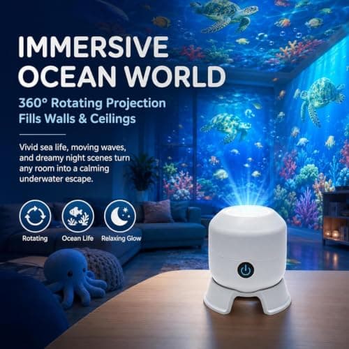 Kdely Dynamic Rotating LED Projector Light,USB Rechargeable 3D Wave Light Effect(Ocean) — view 5