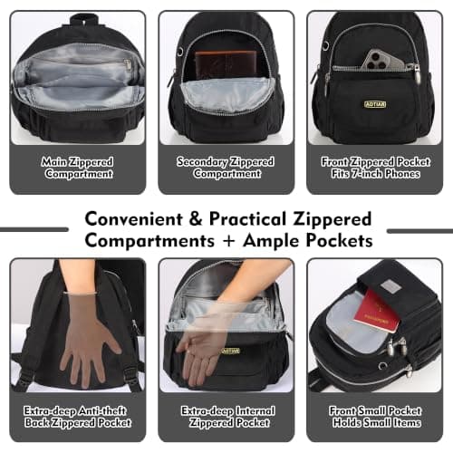 AOTIAN Mini Backpack for Women, Lightweight Sturdy Nylon Small Daypack — view 4