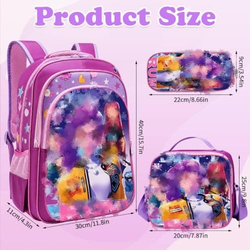 K Pop School Backpack, 3 Piece Set with School Bag Lunch Bag Pencil Case — view 2