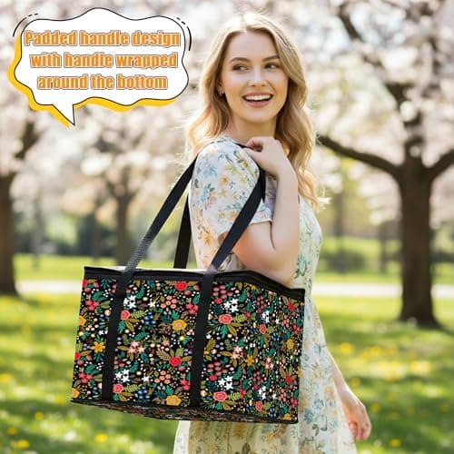 GwaOery Cooler Bag 40L Insulated Picnic Thermal Food Delivery Bag (Flower1) — view 6
