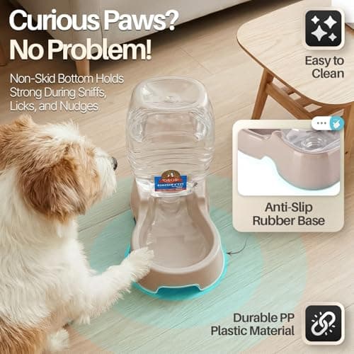 Flexzion Gravity Pet Water Dispenser for Cats & Small Dogs, 1/4 Gal, Beige — view 5
