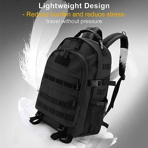 YORKING Military Backpack 50L Tactical Backpack Waterproof Large Military Rucksack Camping Rucksack Army Assault Pack for Trekking Travel Camping Hiking (Black) — view 3