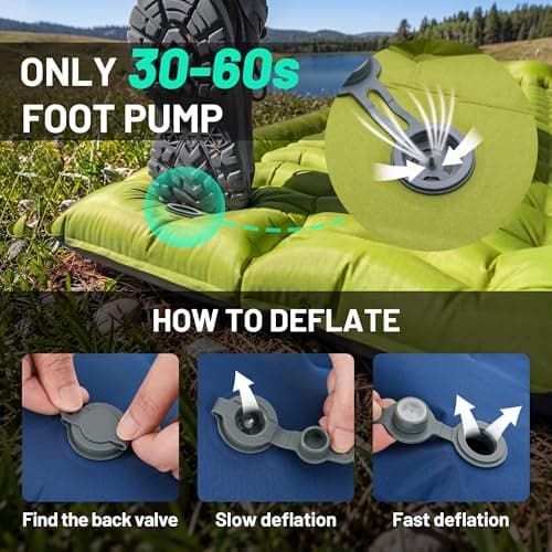 Overmont Camping Sleeping Pad Extra Thick with Pillow — view 4