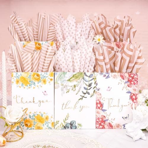 Larcenciel Tissue Paper Sheets, 30 Pcs Metallic Rose Gold Tissue Paper for Wrapping Gifts Gift Bags, Glitter Wavy Striped Tissue Wrapping Paper for Birthday, Wedding, Christmas, Valentines, 50 x 35 cm — view 2
