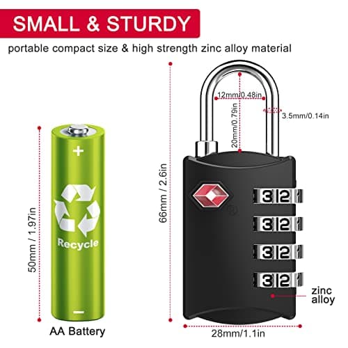 ZHEGE Suitcase Lock, TSA Approved Luggage Lock (Black) — view 5