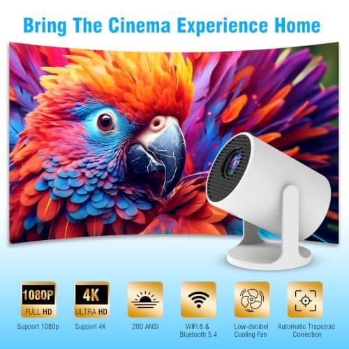 Ultimate 4K Mini Projector with 360° Rotation, Portable Smart Projector for Bedroom & Home Cinema, WiFi6, Bluetooth, Built-in Apps, Short Throw Projector & USB-C Power Bank Compatible — view 3