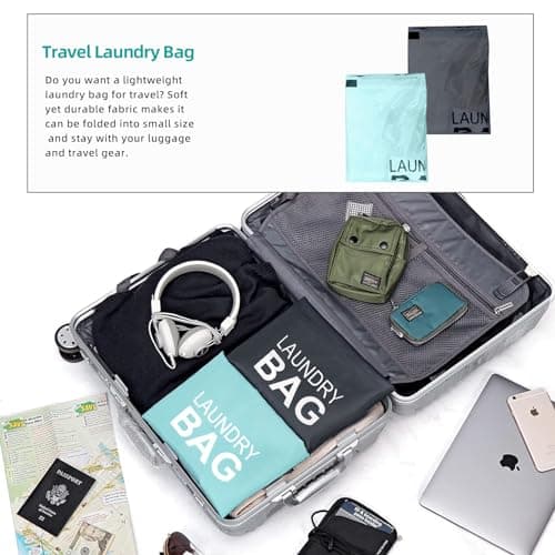 CosyLife Backpack Laundry Bag with Shoulder Straps and Pocket Durable Oxford Clothes Hamper Bag with Buckle Rollable Closure for College, Travel, Laundromat, Apartment (Dark Grey) — view 6