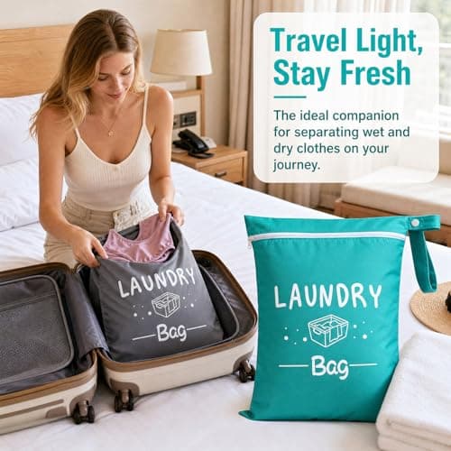2 Pcs Travel Laundry Bag, Waterproof Wet Bag for Swimming, Lightweight Small Laundry Bags for Travelling, Dirty Clothes Bag with Zipper for Gym, Camping, Holiday — view 5