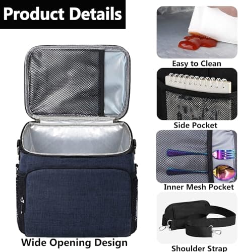 KANGSIT 9L Insulated Lunch Bag, Fits 12 Cans, Large Soft Cooler Tote — view 4