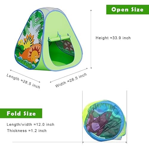 Dinosaur Kids Pop up Play Tent, Playhouse for Kids Indoor Outdoor, Foldable Toddler Tent, Toy House for Girls and Boys Gift — view 3