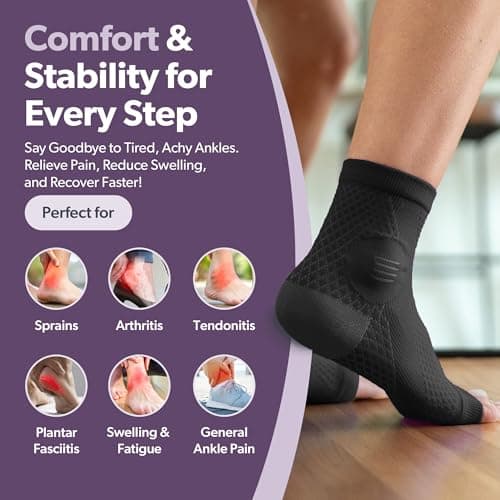 BraceAbility Socks Compression Open-Toe Foot Sleeves for Ankle for Men and Women (L-1 pair) — view 5