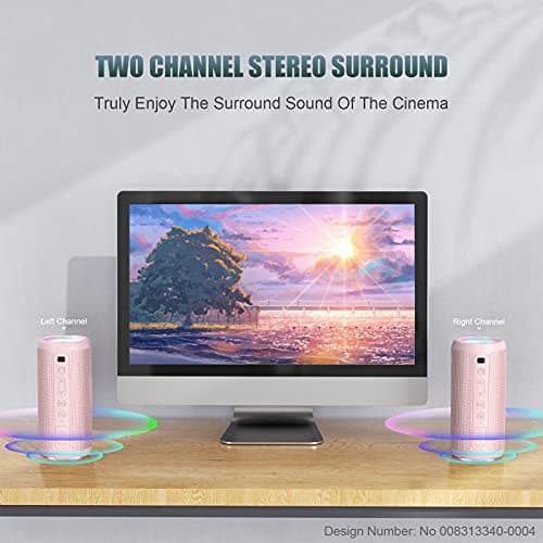 Ortizan Bluetooth Speaker, Portable Wireless Bluetooth Speakers With Led Light, Louder Volume & Enhanced Bass, IPX7 Waterproof, 30H Playtime, Durable Loud Speaker Bluetooth for Travel, Outdoor - Pink — view 4