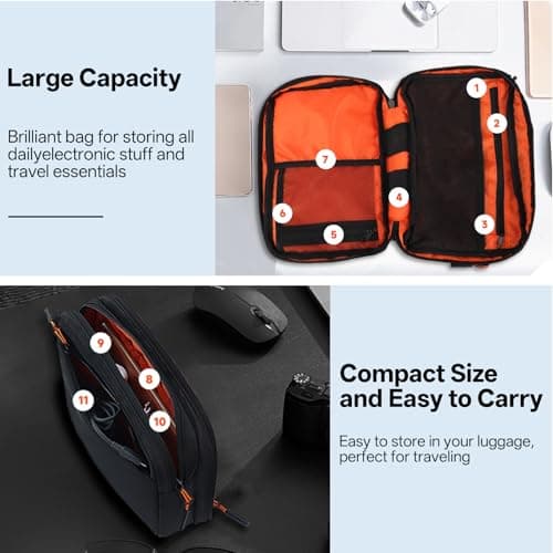 Teskyer Cable Organiser Bag, Travel Essential, 25 x 17 x 8 cm, Black — view 4
