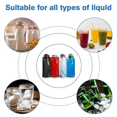YZDZSW Collapsible Water Bottle, 4 PCS Foldable Sports Bottle, 700ml Foldable Water Bottle Reusable BPA Free Collapsible Water Bottle for Outdoor Sports Travel Biking Hiking — view 3