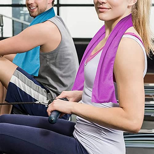 4 Packs Cooling Towel (40"x12"),Ice Towel,Soft Breathable Instant Towel,Microfiber Cool Towel for Yoga,Golf,Sport,Gym,Workout,Camping,Fitness,Outdoor &More Activities (Dark blue/rose red/grey/purple) — view 6