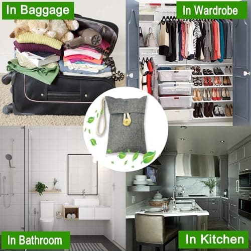 Air Purifying Bag Activated Car Air Freshener Bamboo Charcoal Bags Nature Fresh Deodorizer Moisture Absorber for Bathroom Activated Odor Absorber For Shoes Fridge Pet Home（6Pack 100g Each） — view 6