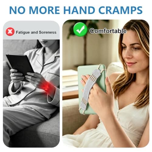 HoYiXi Universal Soft Elastic Hand Strap for 6-7'' eReader, Compatible with Kindle, Kobo, PocketBook, Tolino, High-Elasticity Hand Strap Finger Grip Holder For 6'',6.8", 7" eReader,Silver glitter — view 4