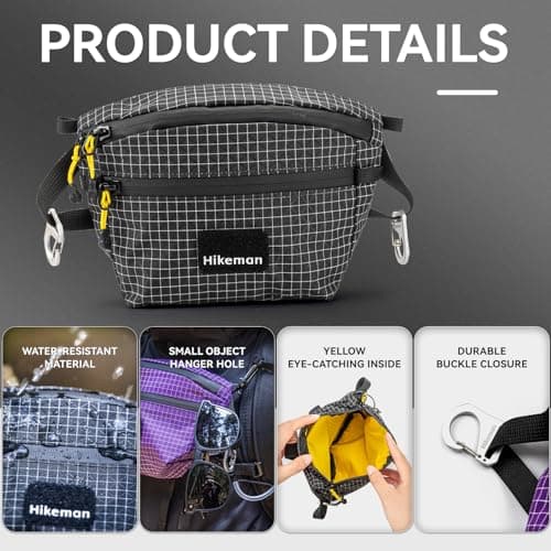HIKEMAN Bumbag Waist Fanny Pack - Lightweight Backpack Extension Bag,Waterproof Waist Bag,Backpack Strap Pouch,Cross Body Bag Chest Bag,Backpack Attachment Bag for Running Hiking Camping (Grey) — view 3