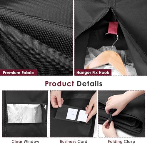 Univivi Wedding Dress Bag, 72 Inch Dress Bags Covers, Black — view 4