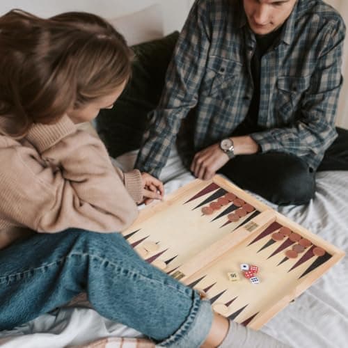 Wooden Chess, Checker and Backgammon, 3 in 1 Board Game Set, Classic Traditional Travel Night Toy and Game Gift Set for Kids Adults Senior Family — view 6