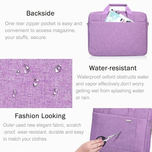 Voova Laptop Bag Case 17 17.3 Inch Computer Sleeve Messenger Bag, Lavender — view 6