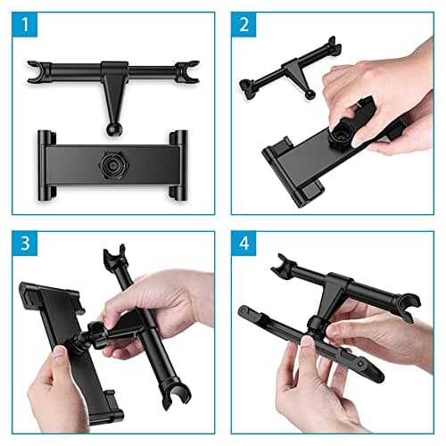DDUP Car Headrest Tablet Mount Holder Auto Backseat Tablets Stand for Kids Compatible with iPad Air Mini/Cell Phone/Galaxy Tab/Kindle Fire Hd or Other 4.7-10.5" Device(Black) — view 3