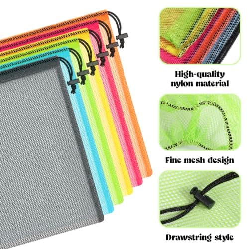 6 Pcs Mesh Drawstring Bags 17x14 Inch, Breathable Nylon Net Storage Bags — view 3