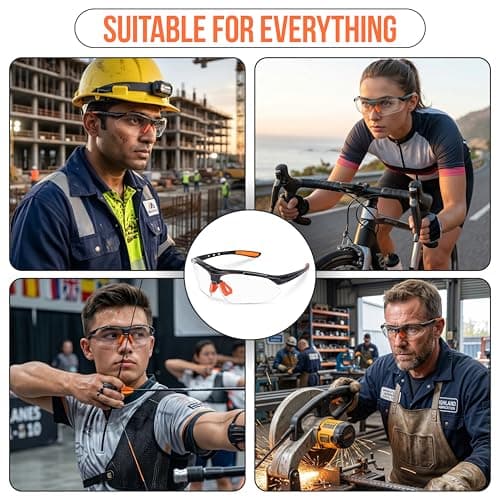 Wild Polar Safety Glasses - Black & Orange - Clear Lenses, Anti-Fog Eye Protection Goggles with Orange Nose and Ear Grips - Lightweight & Durable, Comfortable Fit for Work, Lab & DIY — view 5