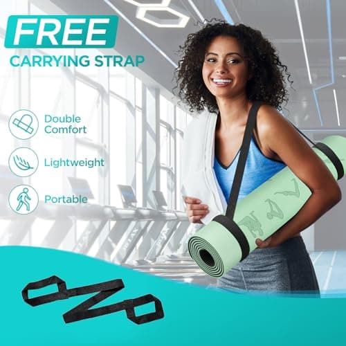 OUTDOUSE TPE Yoga Mats for Women,Mit Green&Black 183x61x0.6cm — view 5