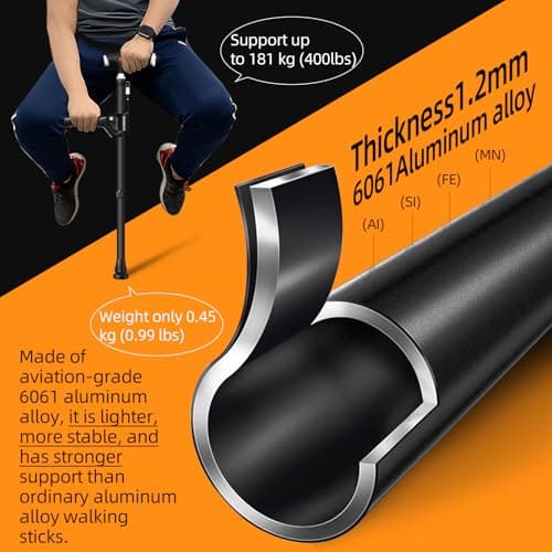 ispuoocti Adjustable Walking Sticks for Men and Women with 2nd Handle for Extra Support, Stylish Walking Stick with Light Suitable for Seniors and People Suffering from Different Types of Arthritis — view 5