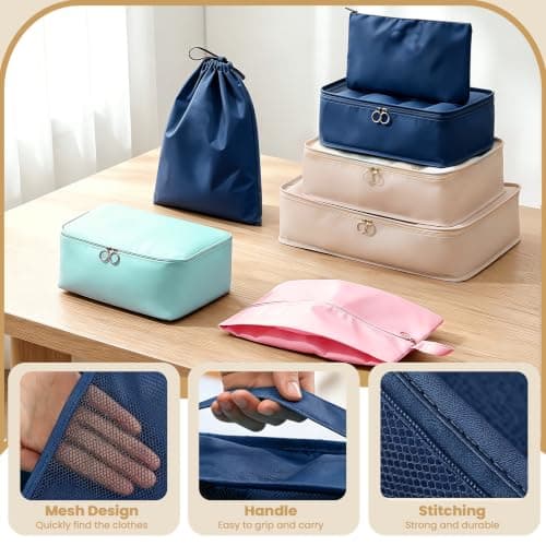 Packing Cubes 14-piece, All Size Packing Cubes for Suitcases, Large Capacity Travel Cubes (14, Black Navy) — view 4