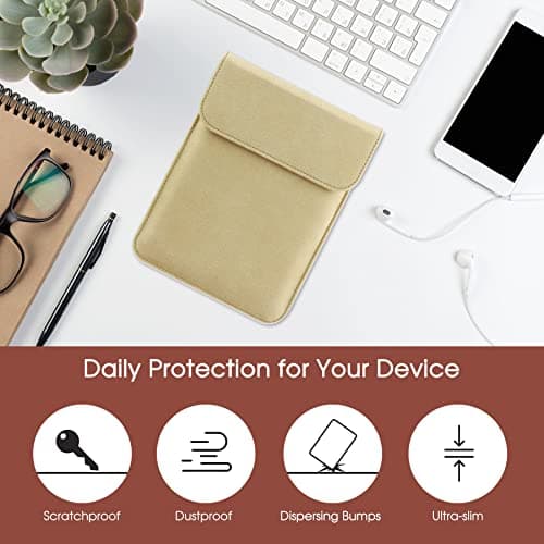 HoYiXi Sleeve Case for 6",6.8",7 Inch Kindle Paperwhite/Colorsoft/Signature Edition 2024-2012 Sleeve Bag Pouch Cover Case for 6 Inch - 6.8 Inch Kobo/Tolino/Pocketbook ebook Reader - Khaki — view 6