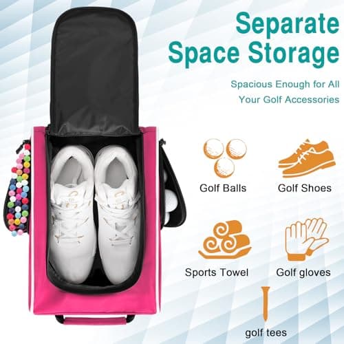 Wolt Golf Shoe Bag - Sports & Travel Shoes Carrier Bags with Ventilation & Double Outside Accessory Pocket for Socks, Tees, Golf Balls, Etc. for Women and Men (Pink) — view 4