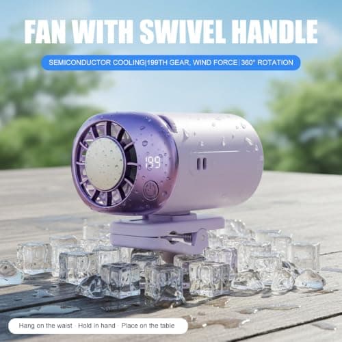 USB Car Clip Cooler Fan with LED Display (Purple) — view 3