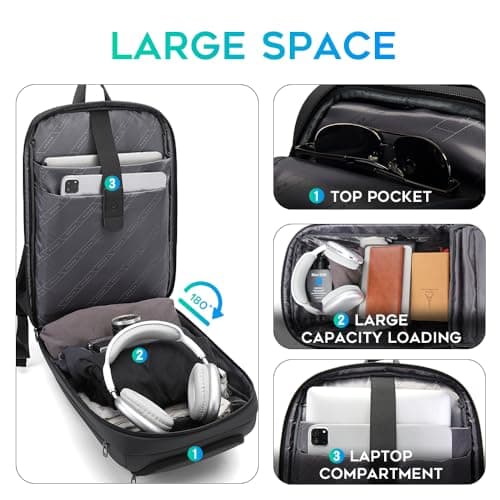 BANGE Business Laptop Backpack for Men,15.6 Inch Water Resistant Travel smart Laptop Backpack Carry On Backpack with USB Charging Port — view 4