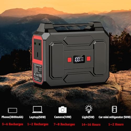 Powkey 100W Portable Power Station 97.68Wh/ 27000mAh,Outdoors,Red — view 2